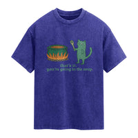 Sarcastic Cat Meme Washed Cotton T-Shirt Weirdcore Dark Humor