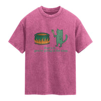 Sarcastic Cat Meme Washed Cotton T-Shirt Weirdcore Dark Humor