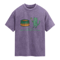 Sarcastic Cat Meme Washed Cotton T-Shirt Weirdcore Dark Humor