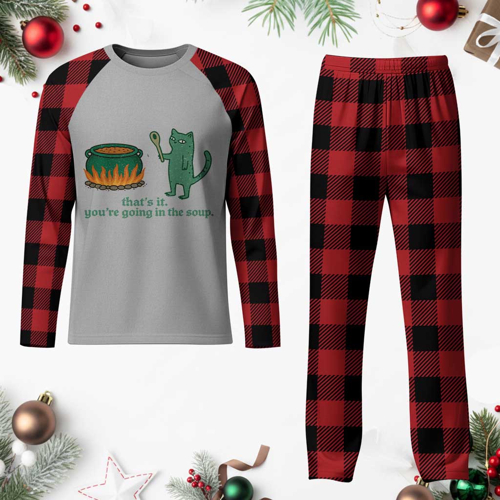 Sarcastic Cat Meme Plaid Pajama Set Weirdcore Dark Humor - Wonder Print Shop