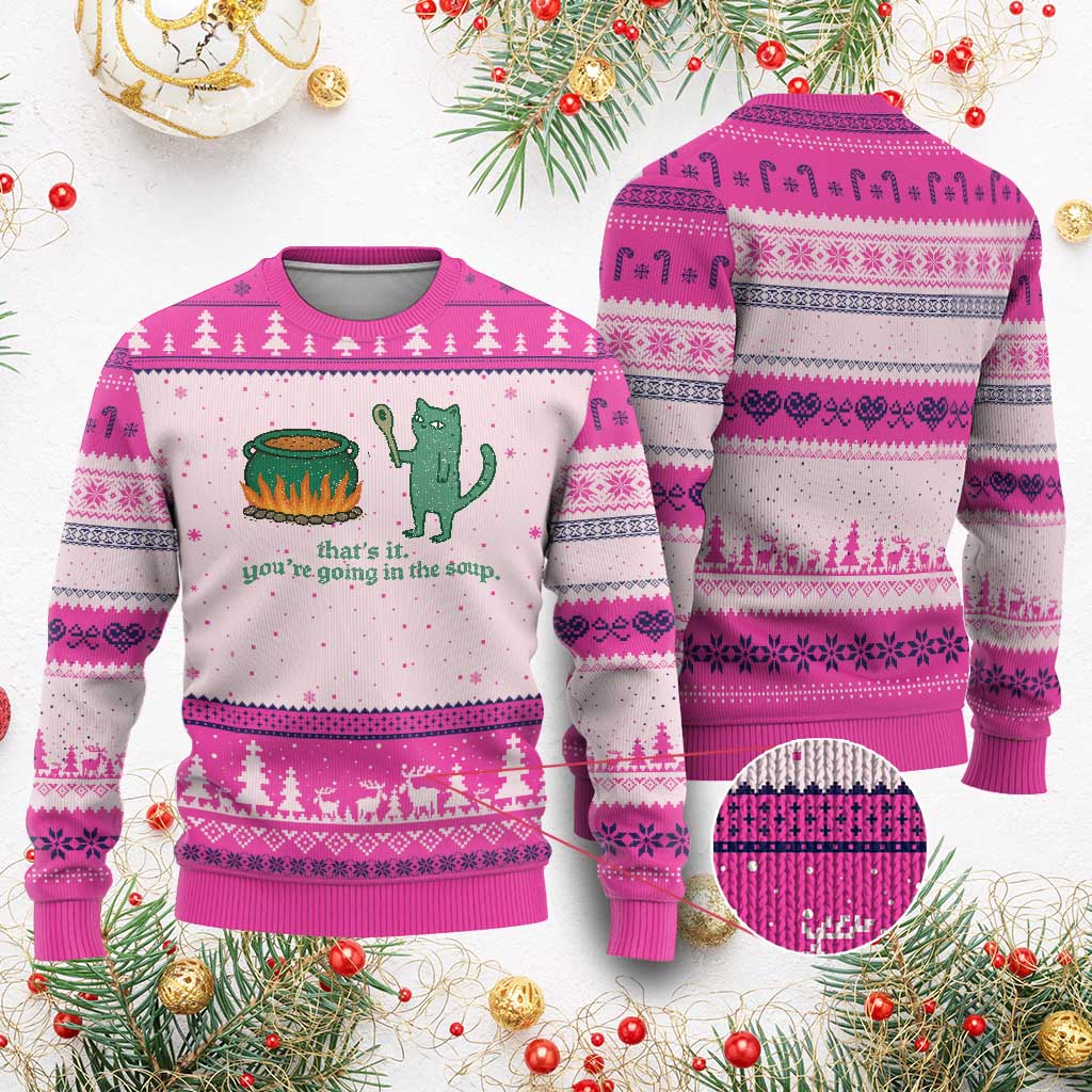 Sarcastic Cat Meme Ugly Christmas Sweater Weirdcore Dark Humor - Wonder Print Shop