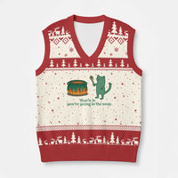 Sarcastic Cat Meme V-Neck Knit Sweater Vest Weirdcore Dark Humor - Wonder Print Shop