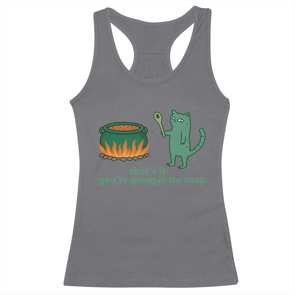 Sarcastic Cat Meme Racerback Tank Top Weirdcore Dark Humor - Wonder Print Shop