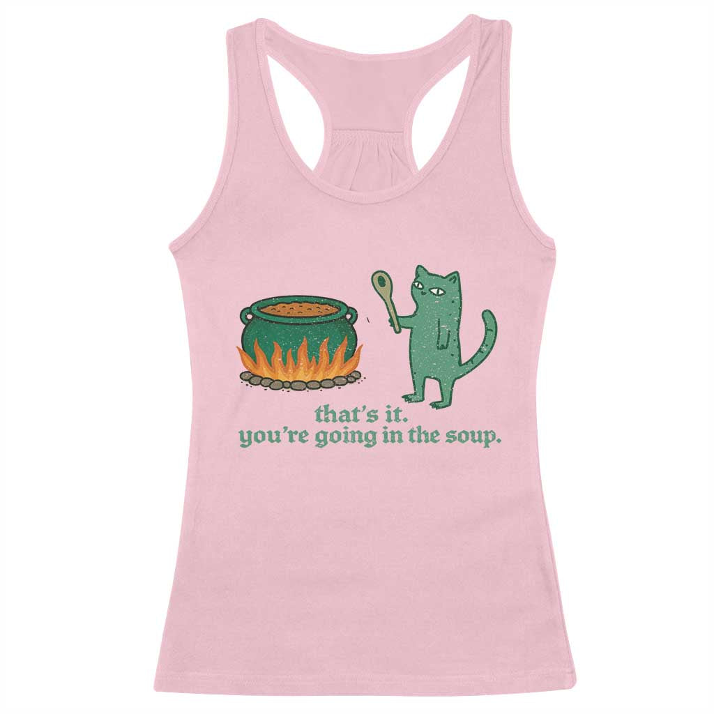 Sarcastic Cat Meme Racerback Tank Top Weirdcore Dark Humor - Wonder Print Shop