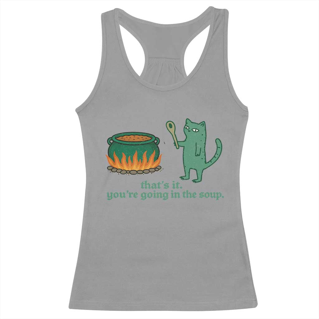 Sarcastic Cat Meme Racerback Tank Top Weirdcore Dark Humor - Wonder Print Shop