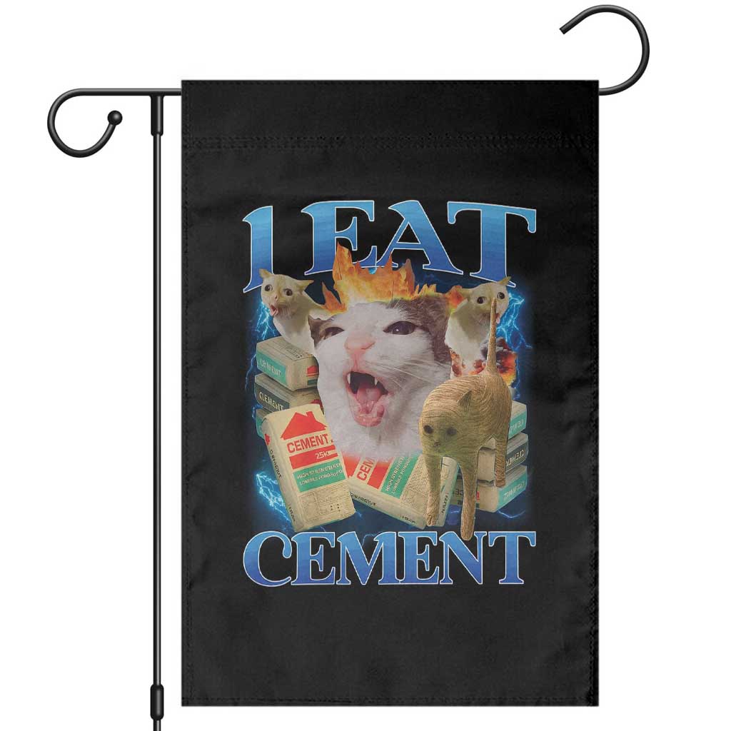 I Eat Cement Cursed Cat Garden Flag Funny Cat Meme Ironic - Wonder Print Shop