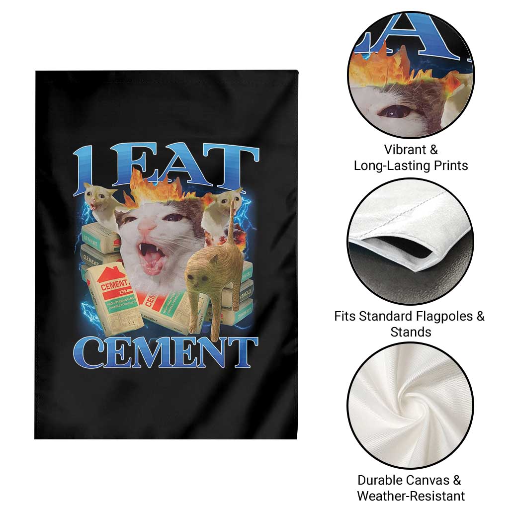 I Eat Cement Cursed Cat Garden Flag Funny Cat Meme Ironic - Wonder Print Shop