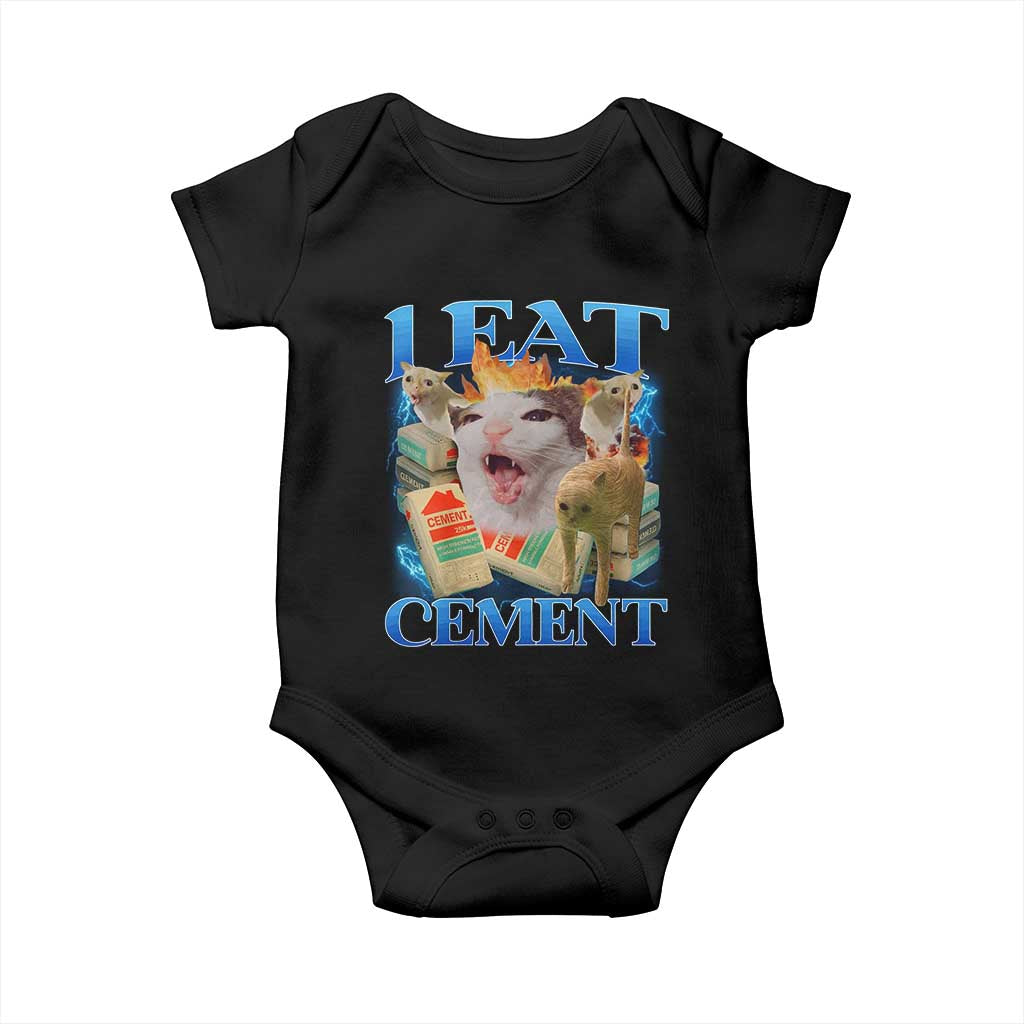 I Eat Cement Cursed Cat Baby Onesie Funny Cat Meme Ironic - Wonder Print Shop