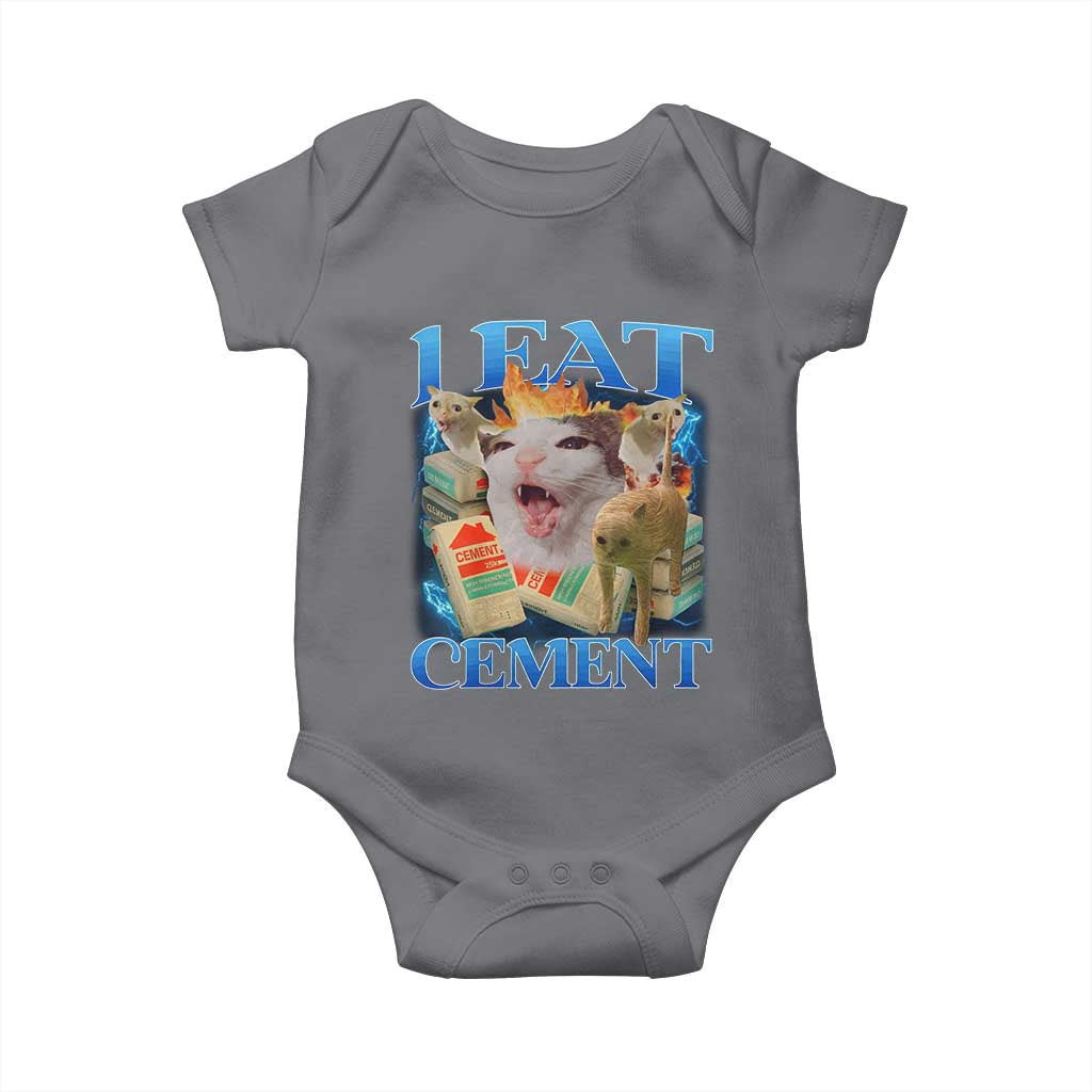I Eat Cement Cursed Cat Baby Onesie Funny Cat Meme Ironic - Wonder Print Shop