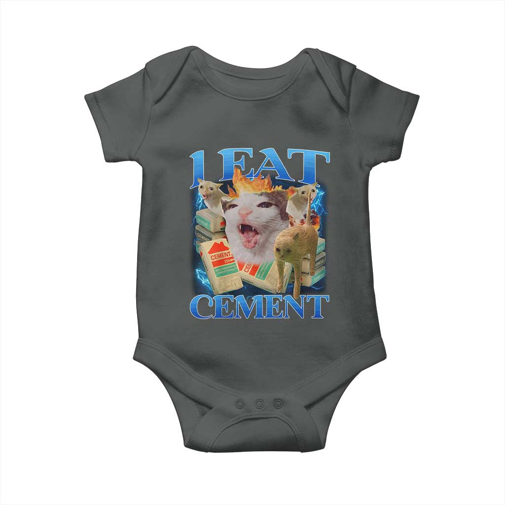 I Eat Cement Cursed Cat Baby Onesie Funny Cat Meme Ironic - Wonder Print Shop