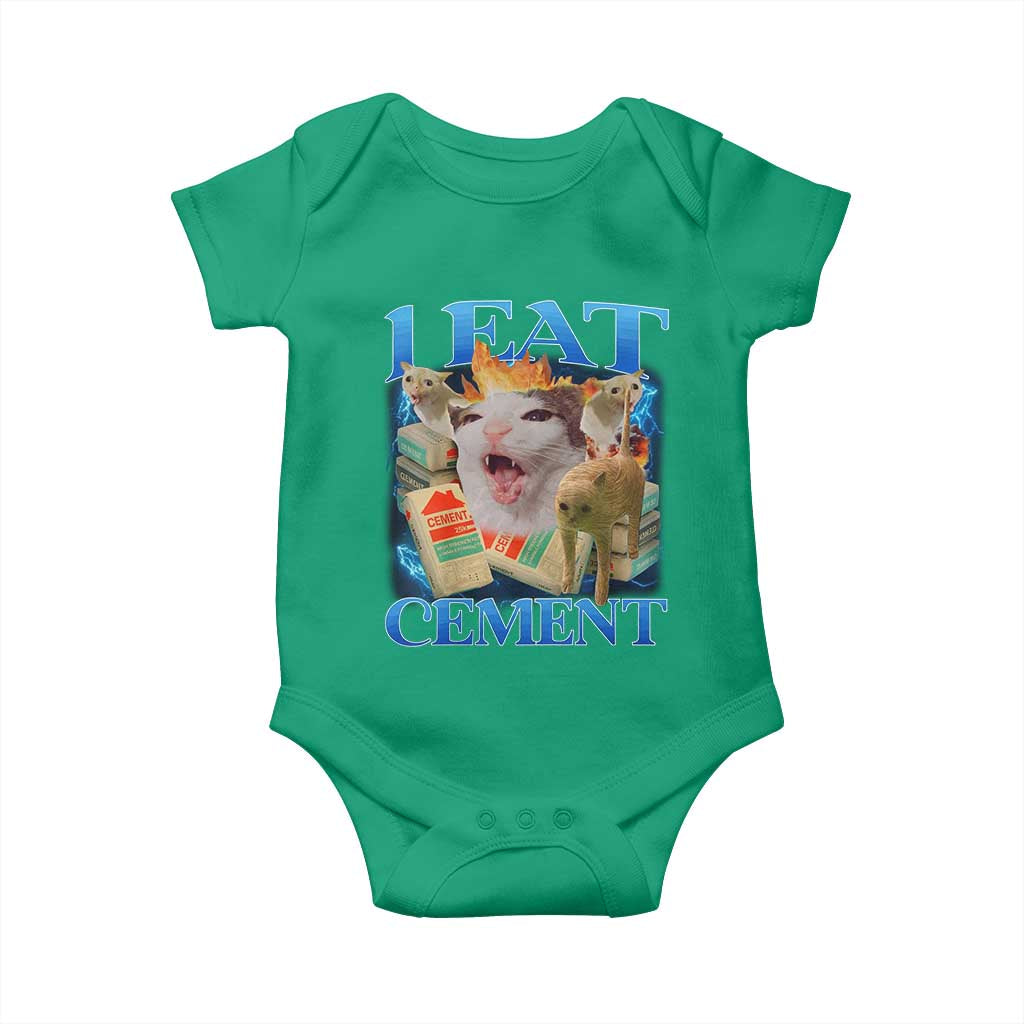 I Eat Cement Cursed Cat Baby Onesie Funny Cat Meme Ironic - Wonder Print Shop