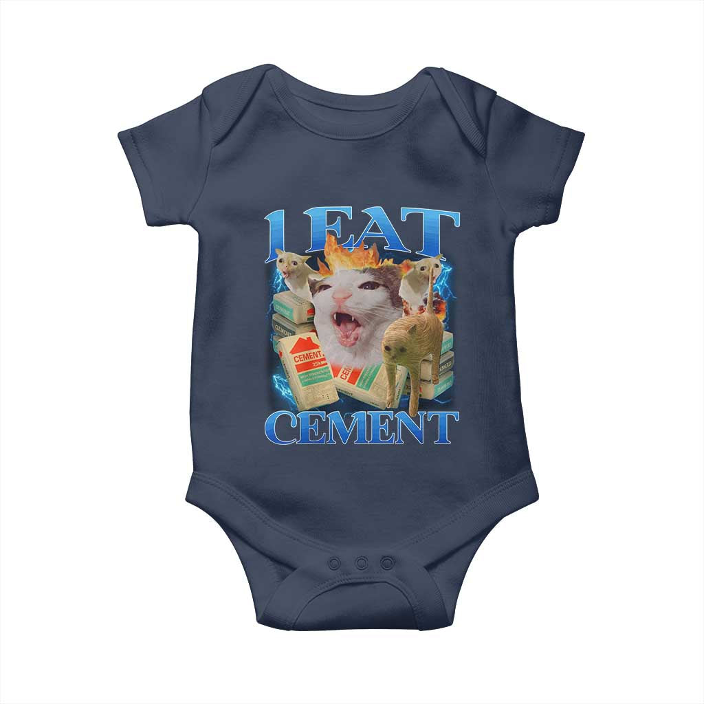 I Eat Cement Cursed Cat Baby Onesie Funny Cat Meme Ironic - Wonder Print Shop