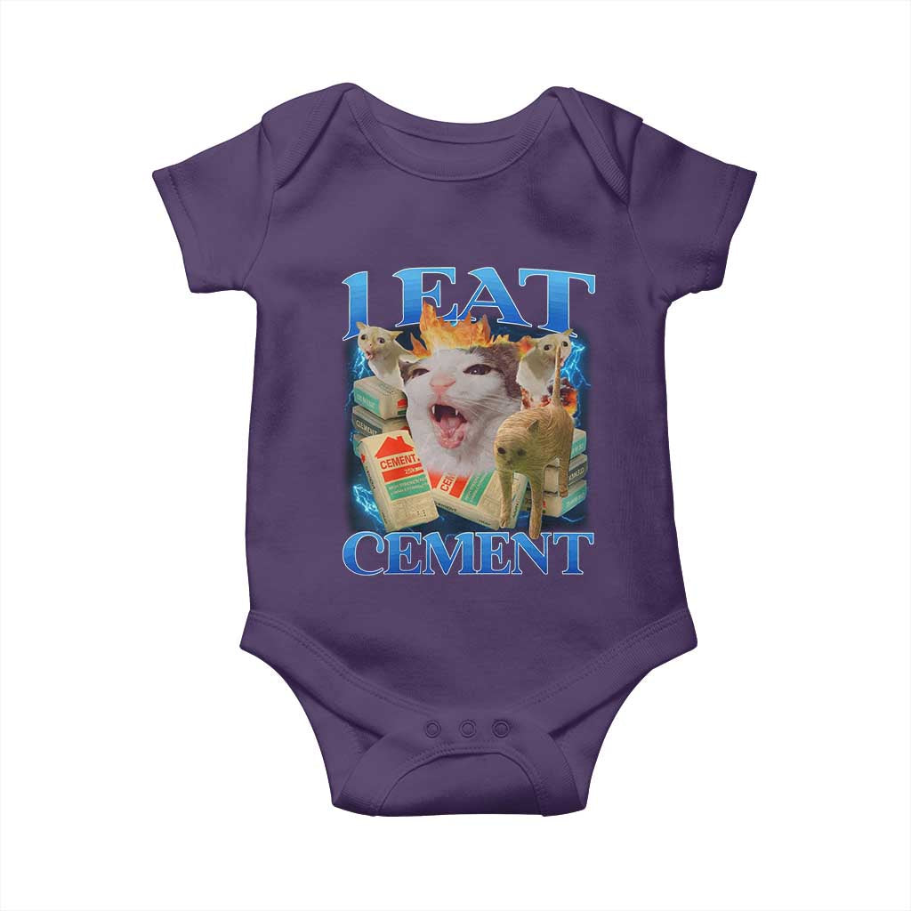 I Eat Cement Cursed Cat Baby Onesie Funny Cat Meme Ironic - Wonder Print Shop