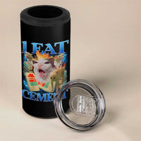 I Eat Cement Cursed Cat 4 in 1 Can Cooler Tumbler Funny Cat Meme Ironic - Wonder Print Shop