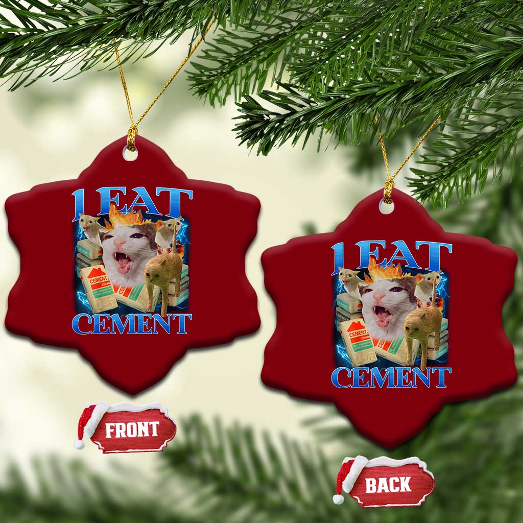 I Eat Cement Cursed Cat Ceramic Ornament Funny Cat Meme Ironic - Wonder Print Shop