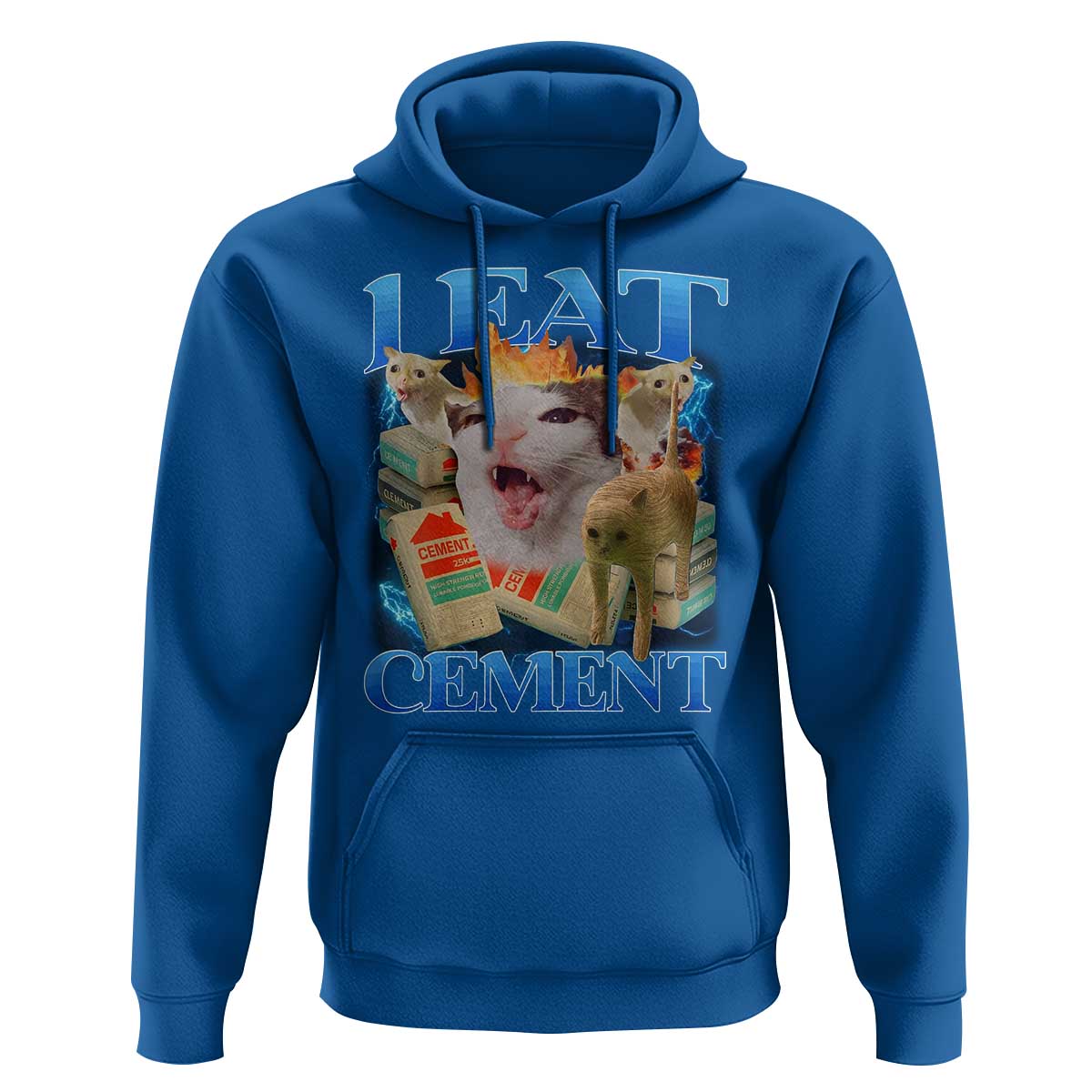 I Eat Cement Cursed Cat Hoodie Funny Cat Meme Ironic - Wonder Print Shop
