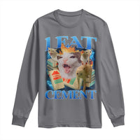 I Eat Cement Cursed Cat Long Sleeve Shirt Funny Cat Meme Ironic - Wonder Print Shop