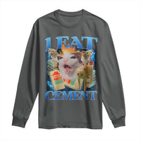 I Eat Cement Cursed Cat Long Sleeve Shirt Funny Cat Meme Ironic - Wonder Print Shop