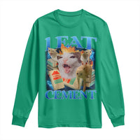 I Eat Cement Cursed Cat Long Sleeve Shirt Funny Cat Meme Ironic - Wonder Print Shop