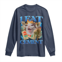 I Eat Cement Cursed Cat Long Sleeve Shirt Funny Cat Meme Ironic - Wonder Print Shop