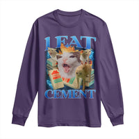 I Eat Cement Cursed Cat Long Sleeve Shirt Funny Cat Meme Ironic - Wonder Print Shop