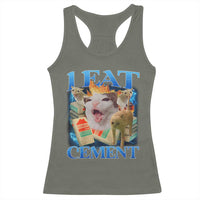 I Eat Cement Cursed Cat Racerback Tank Top Funny Cat Meme Ironic - Wonder Print Shop