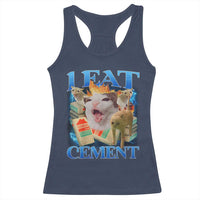 I Eat Cement Cursed Cat Racerback Tank Top Funny Cat Meme Ironic - Wonder Print Shop