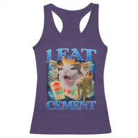 I Eat Cement Cursed Cat Racerback Tank Top Funny Cat Meme Ironic - Wonder Print Shop
