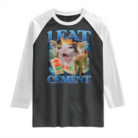 I Eat Cement Cursed Cat Raglan Shirt Funny Cat Meme Ironic - Wonder Print Shop