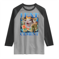 I Eat Cement Cursed Cat Raglan Shirt Funny Cat Meme Ironic - Wonder Print Shop