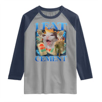 I Eat Cement Cursed Cat Raglan Shirt Funny Cat Meme Ironic - Wonder Print Shop