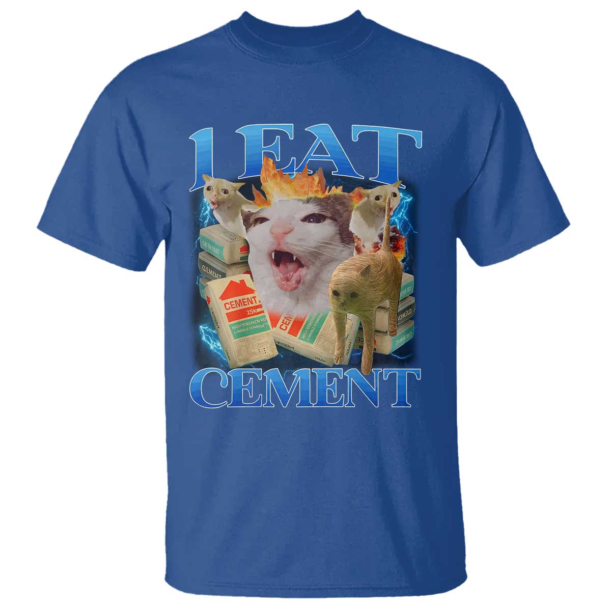 I Eat Cement Cursed Cat T Shirt Funny Cat Meme Ironic - Wonder Print Shop