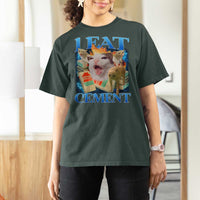I Eat Cement Cursed Cat T Shirt For Women Funny Cat Meme Ironic - Wonder Print Shop