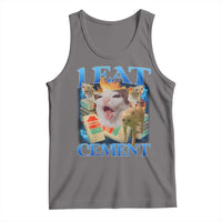 I Eat Cement Cursed Cat Tank Top Funny Cat Meme Ironic - Wonder Print Shop