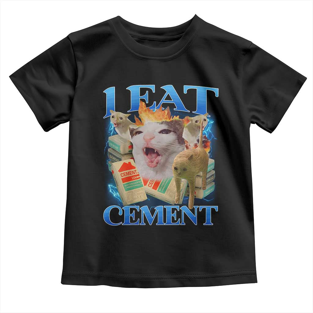 I Eat Cement Cursed Cat Toddler T Shirt Funny Cat Meme Ironic - Wonder Print Shop