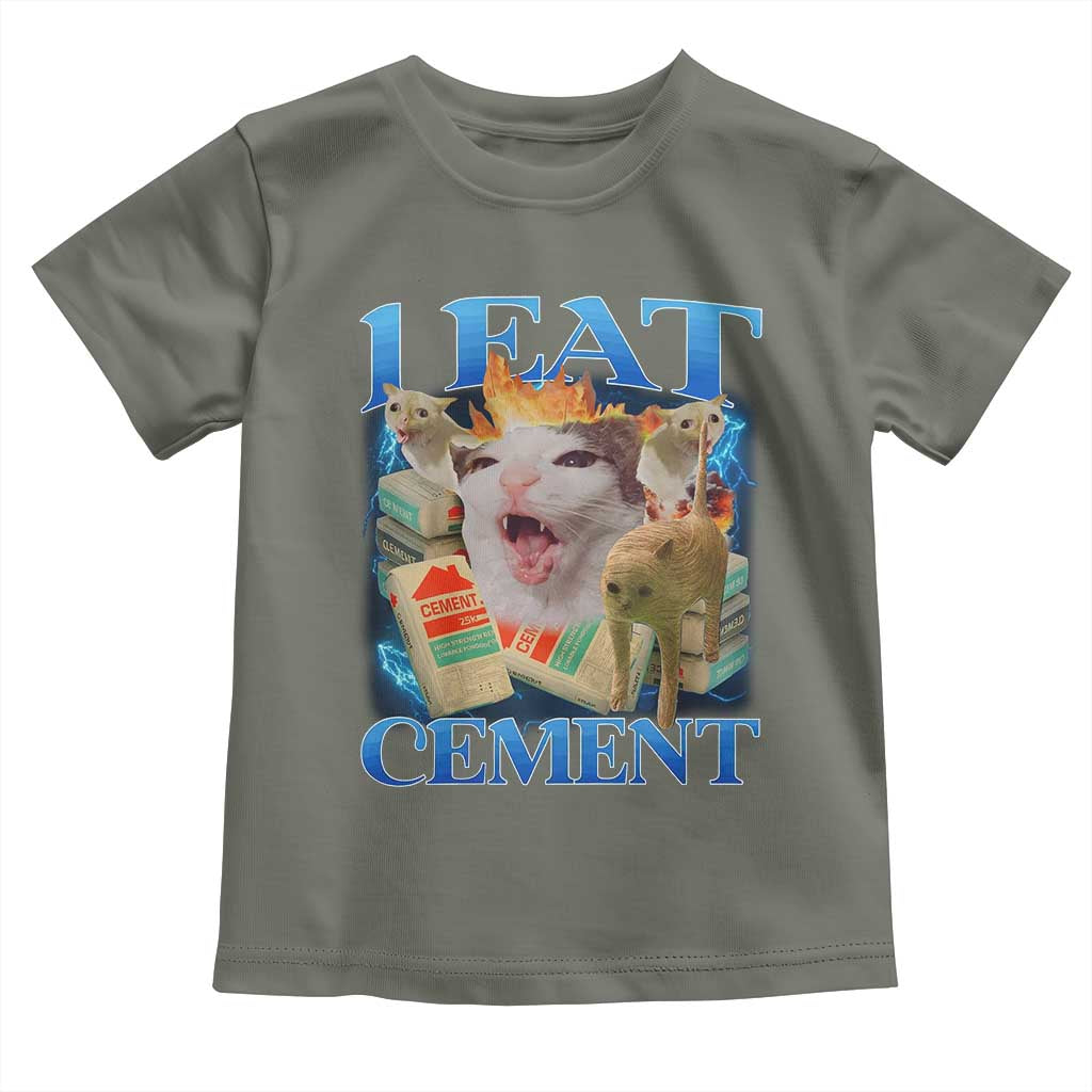 I Eat Cement Cursed Cat Toddler T Shirt Funny Cat Meme Ironic - Wonder Print Shop