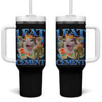 I Eat Cement Cursed Cat Tumbler With Handle Funny Cat Meme Ironic - Wonder Print Shop