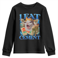 I Eat Cement Cursed Cat Youth Sweatshirt Funny Cat Meme Ironic - Wonder Print Shop