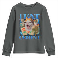 I Eat Cement Cursed Cat Youth Sweatshirt Funny Cat Meme Ironic - Wonder Print Shop