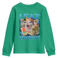 I Eat Cement Cursed Cat Youth Sweatshirt Funny Cat Meme Ironic - Wonder Print Shop