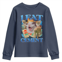 I Eat Cement Cursed Cat Youth Sweatshirt Funny Cat Meme Ironic - Wonder Print Shop