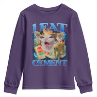 I Eat Cement Cursed Cat Youth Sweatshirt Funny Cat Meme Ironic - Wonder Print Shop