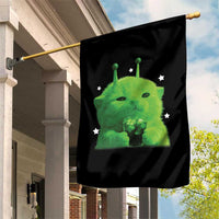 Funny Alien Cat Meme Garden Flag Funny Kitten 90s Retro Vintage Graphic Weird Cats Y2k - Wonder Print Shop