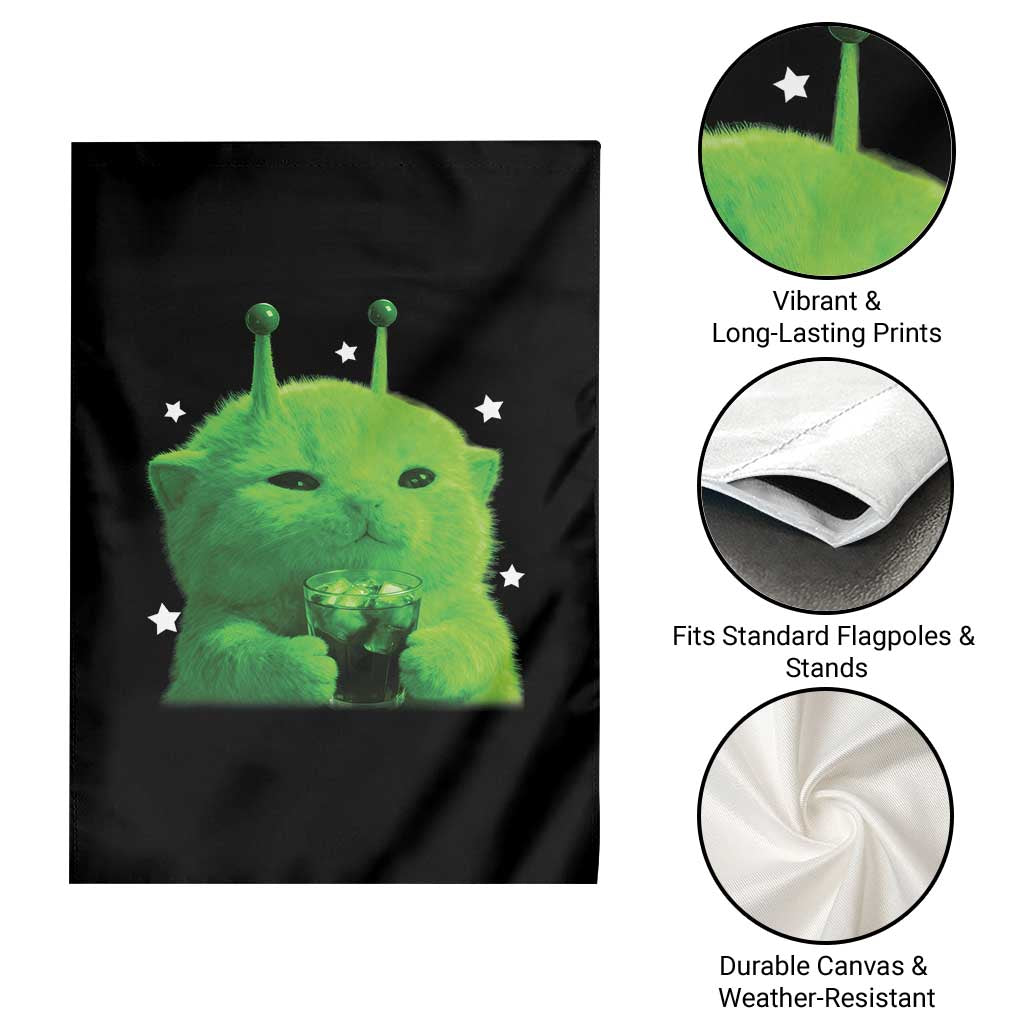 Funny Alien Cat Meme Garden Flag Funny Kitten 90s Retro Vintage Graphic Weird Cats Y2k - Wonder Print Shop