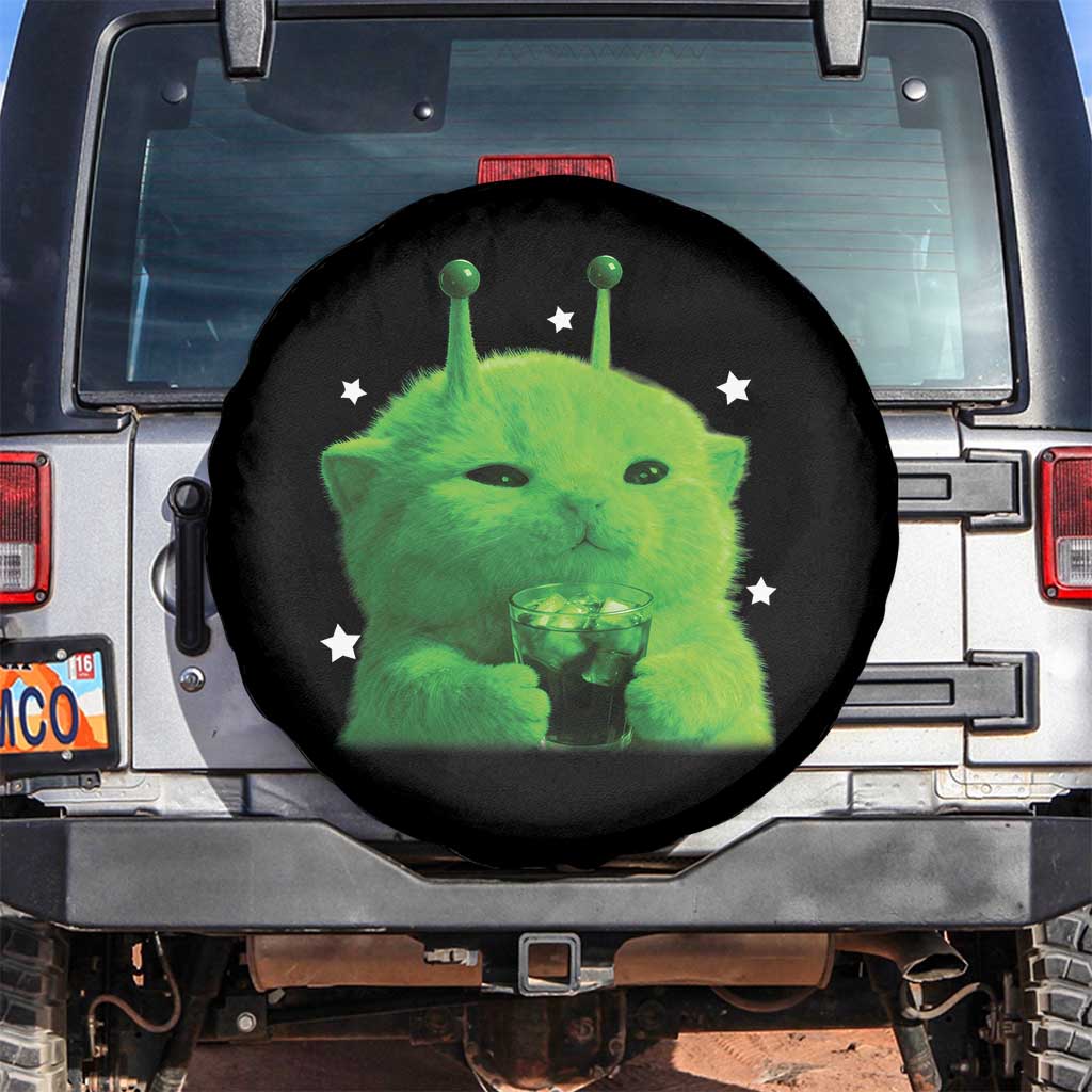 Funny Alien Cat Meme Spare Tire Cover Funny Kitten 90s Retro Vintage Graphic Weird Cats Y2k - Wonder Print Shop