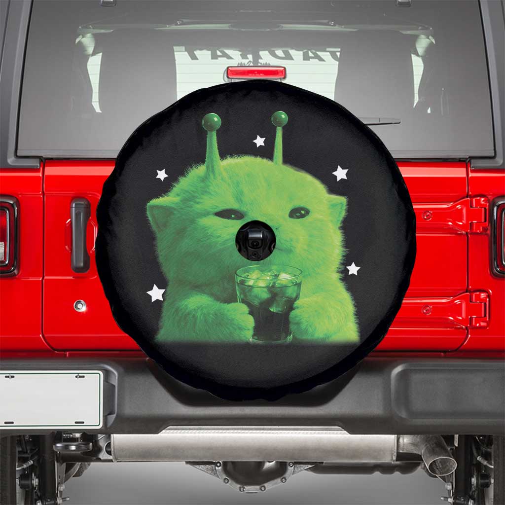 Funny Alien Cat Meme Spare Tire Cover Funny Kitten 90s Retro Vintage Graphic Weird Cats Y2k - Wonder Print Shop