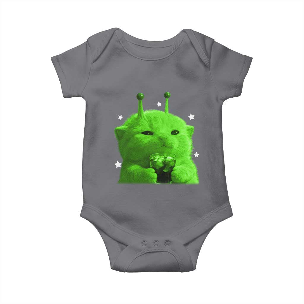 Funny Alien Cat Meme Baby Onesie Funny Kitten 90s Retro Vintage Graphic Weird Cats Y2k - Wonder Print Shop