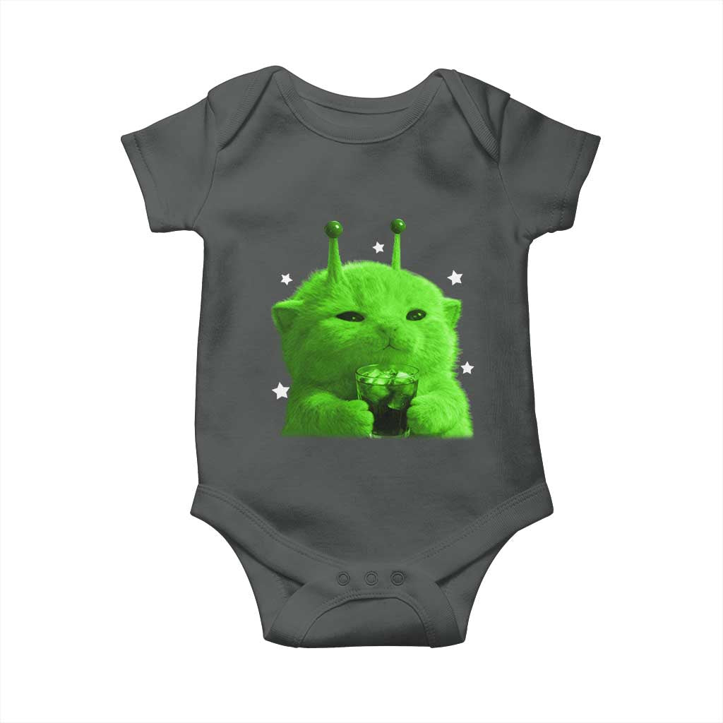 Funny Alien Cat Meme Baby Onesie Funny Kitten 90s Retro Vintage Graphic Weird Cats Y2k - Wonder Print Shop
