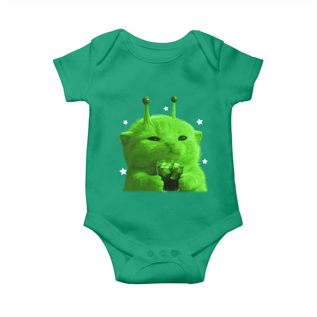 Funny Alien Cat Meme Baby Onesie Funny Kitten 90s Retro Vintage Graphic Weird Cats Y2k - Wonder Print Shop