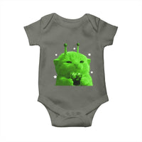 Funny Alien Cat Meme Baby Onesie Funny Kitten 90s Retro Vintage Graphic Weird Cats Y2k - Wonder Print Shop